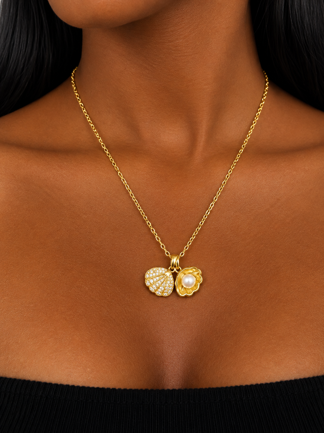 Gold pearl necklaces