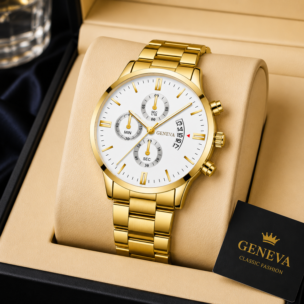Geneva Onyx Chronograph Watch