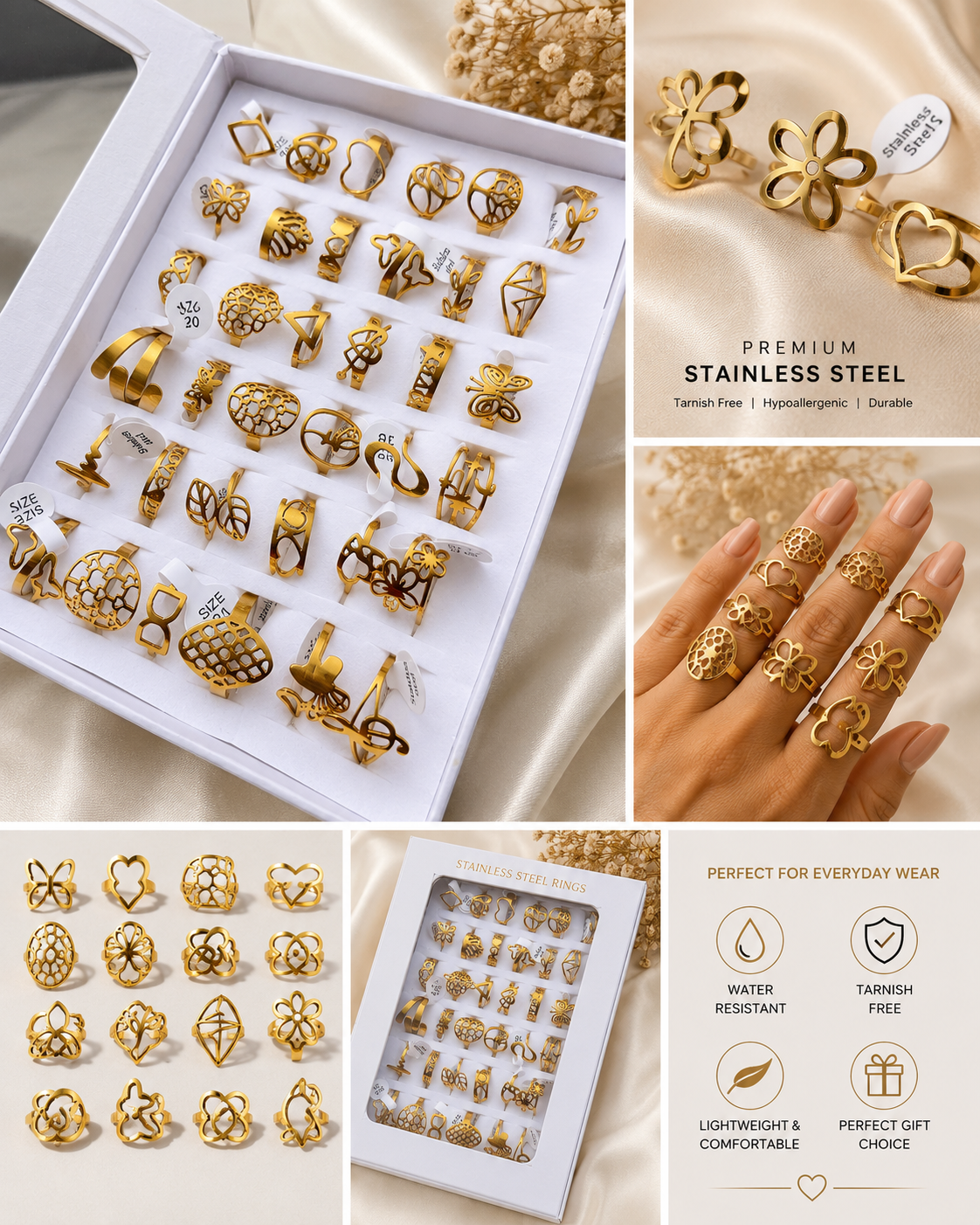 Fashion Rings Box Set - 36 pieces