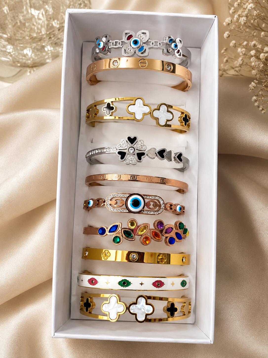 Mixed Designer Titanium Steel Bangle Collection (12PCS)