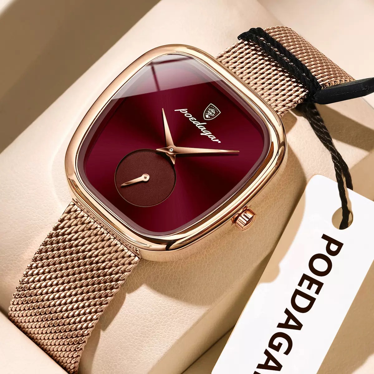 Maroon Dial with Mesh Strap